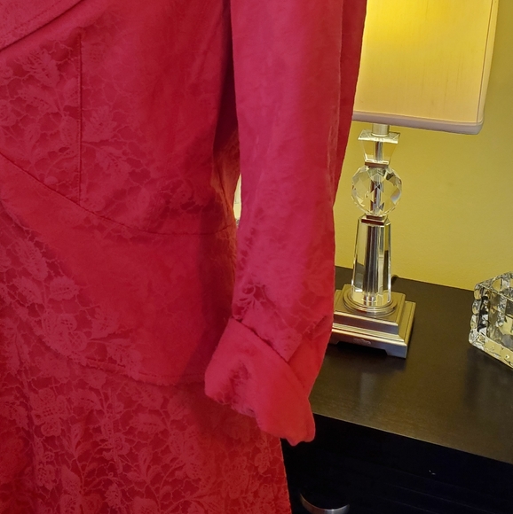 TOSHIKO DRESS, red sundress w/ bolero jacket, size 8, jacquard print, excellent - Picture 12 of 14